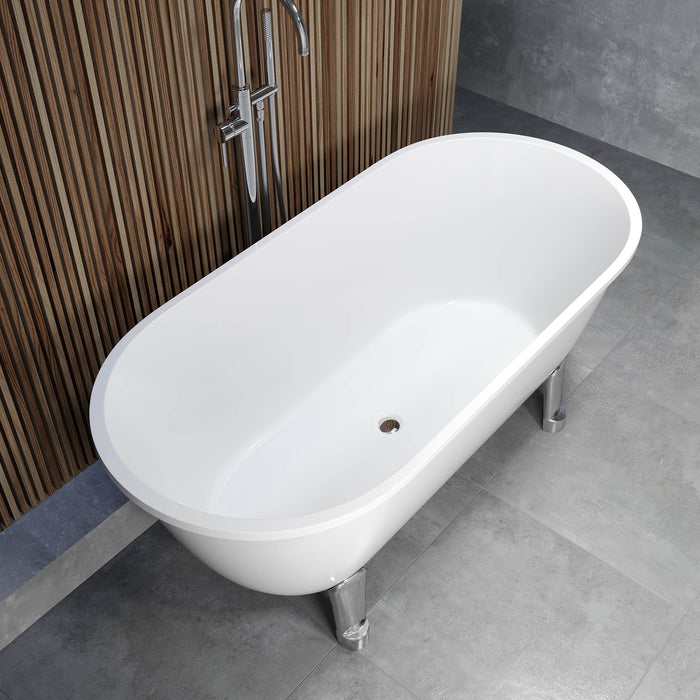 Rønne Bathtub with Classic Feet, white gloss