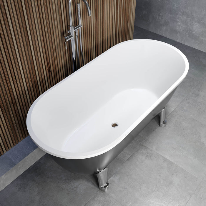 Rønne Bathtub with Classic Feet, black gloss