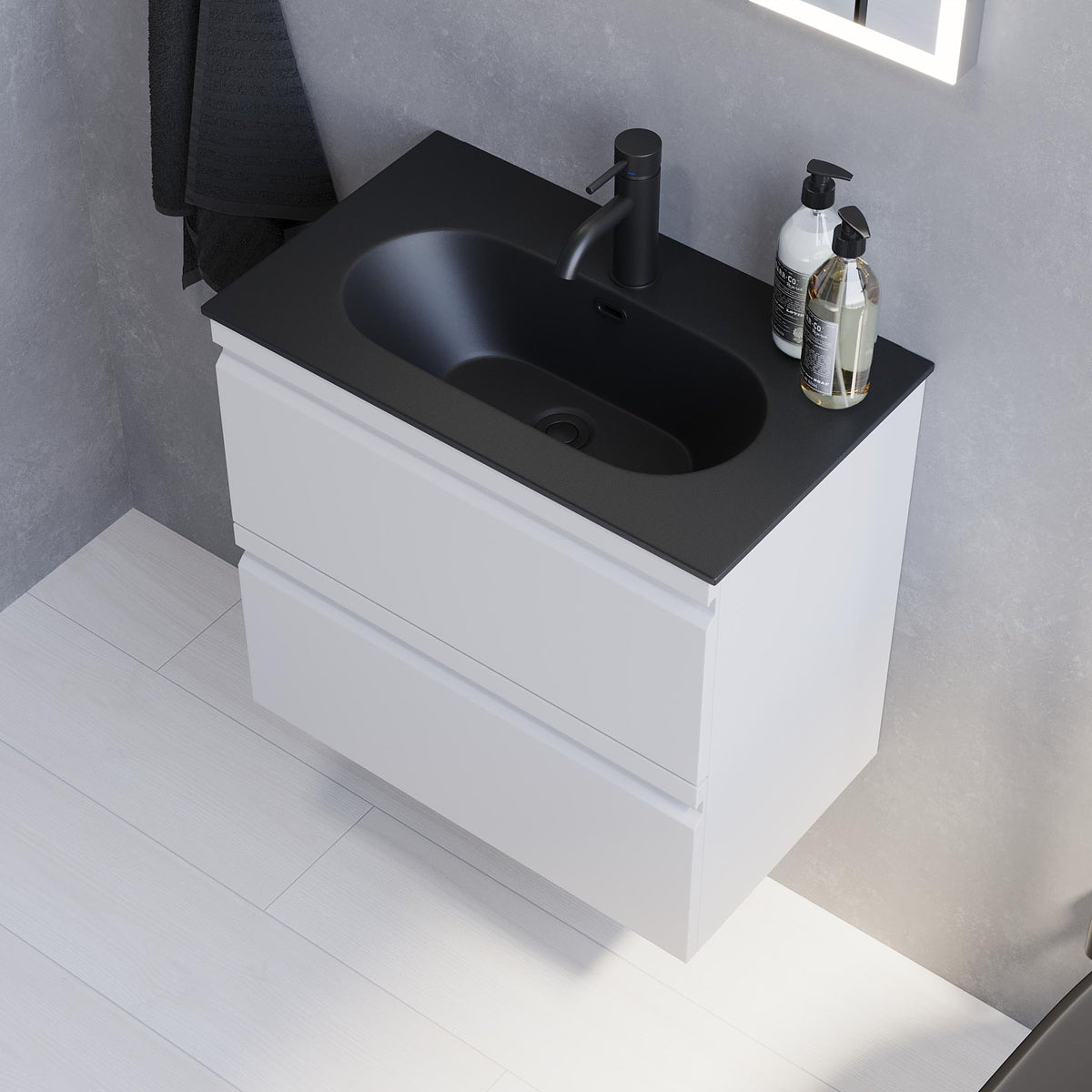 Kongsvinger Slimline Bathroom Furniture, white matt