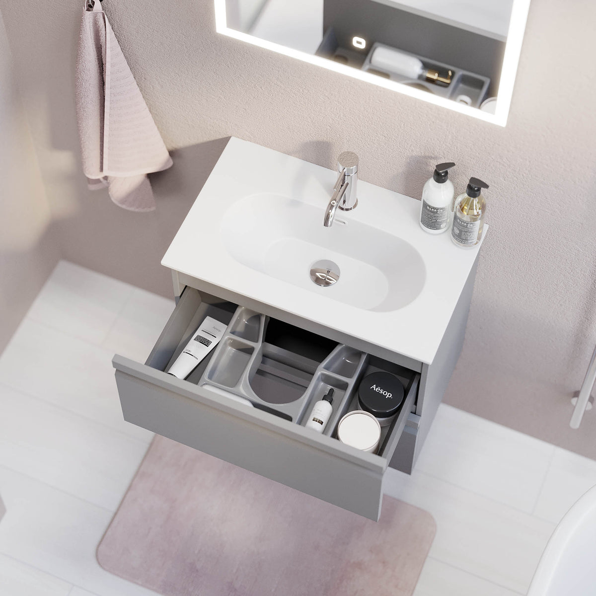 Kongsberg Bathroom furniture, Matte Grey