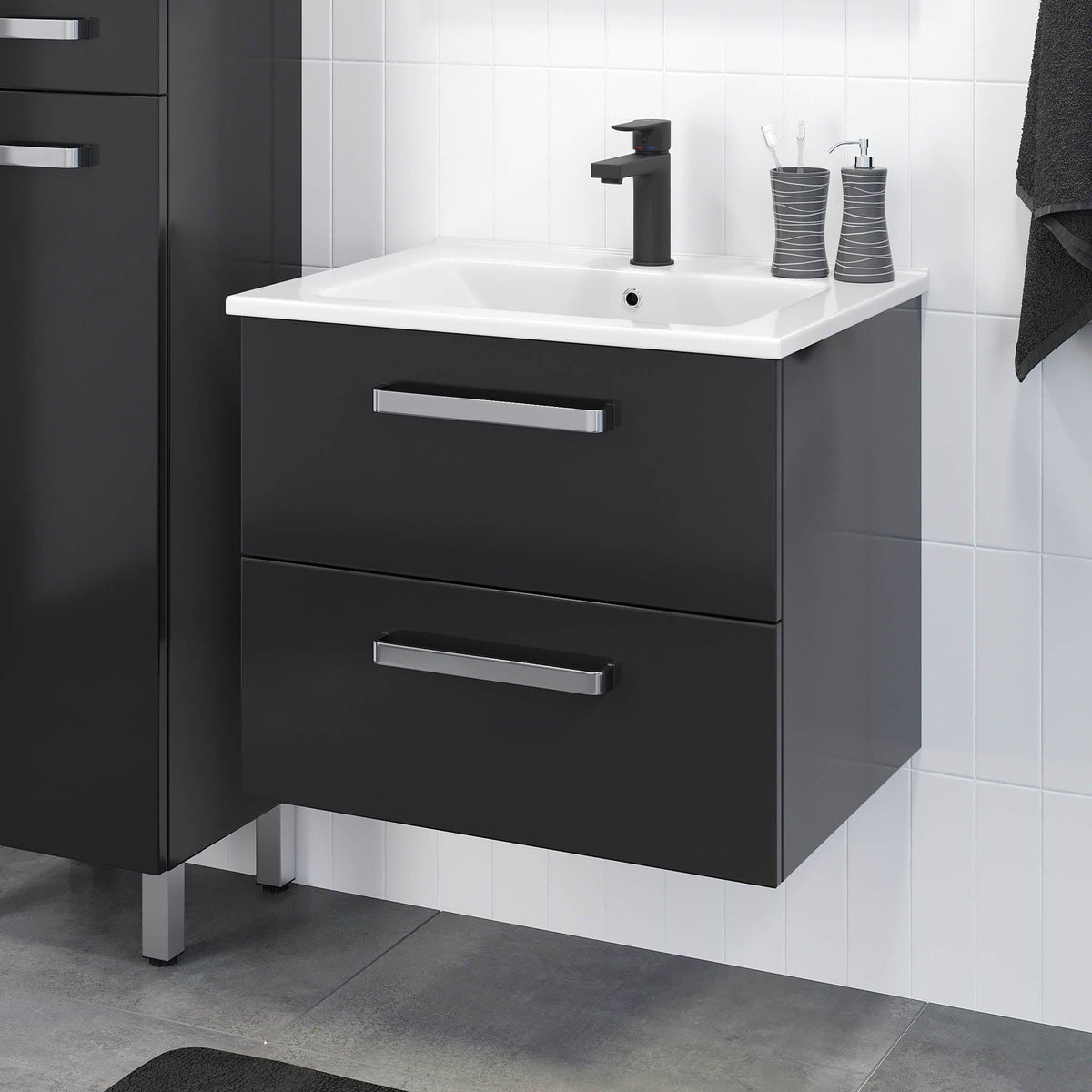 Chicago Classic Bathroom Furniture, black gloss