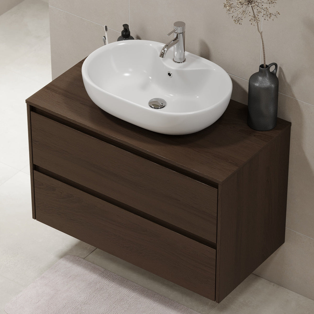 Svalbard Bathroom Furniture, walnut