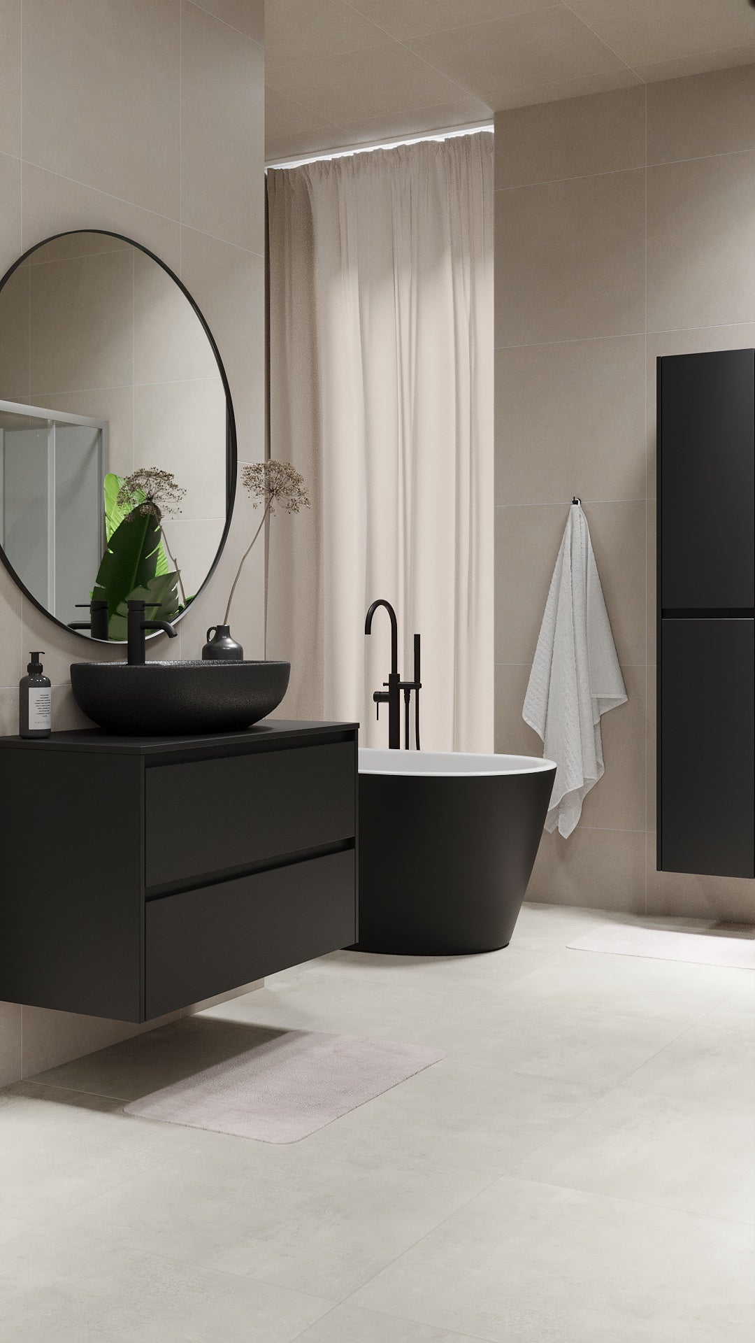 Seiland Bathroom Furniture, black matt