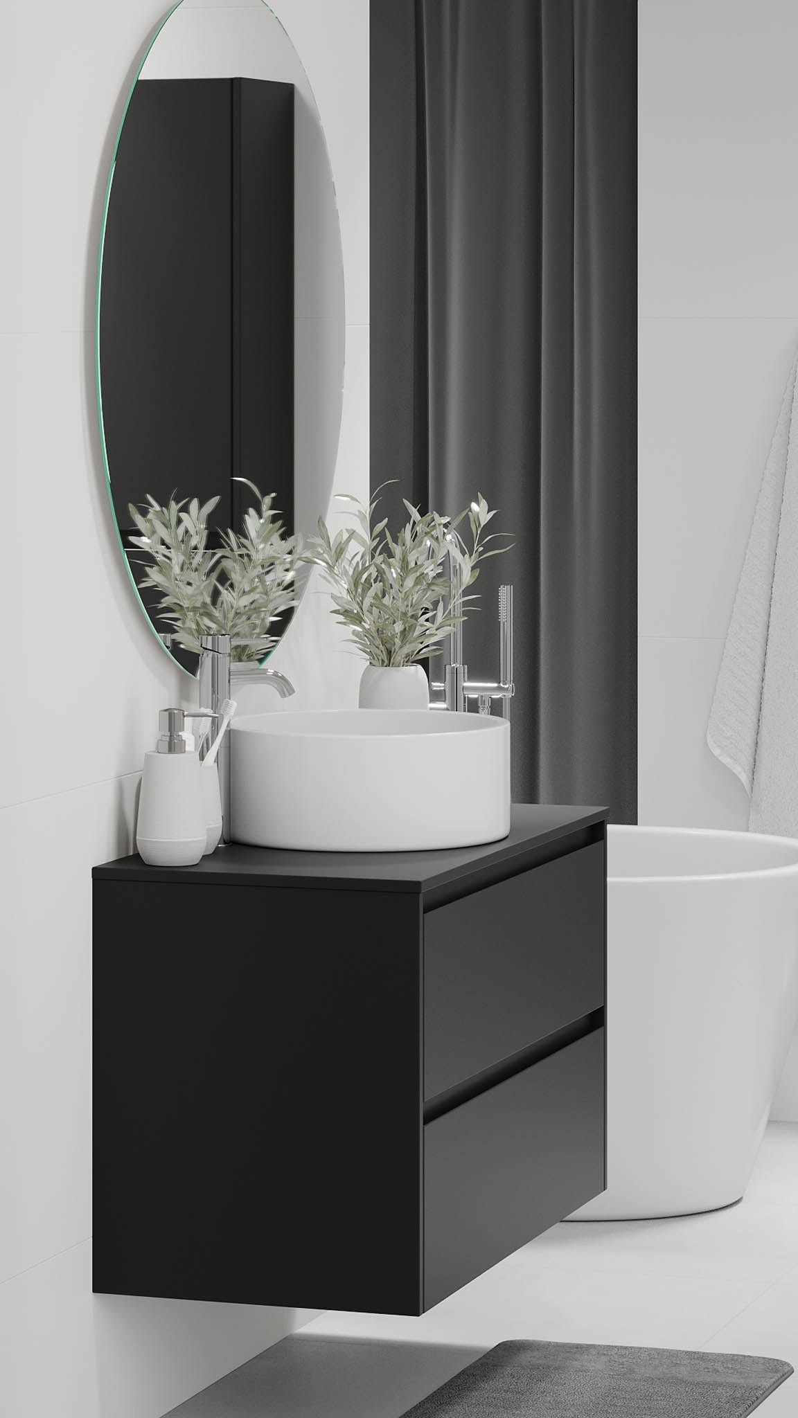 Lofoten Bathroom Furniture, black matt