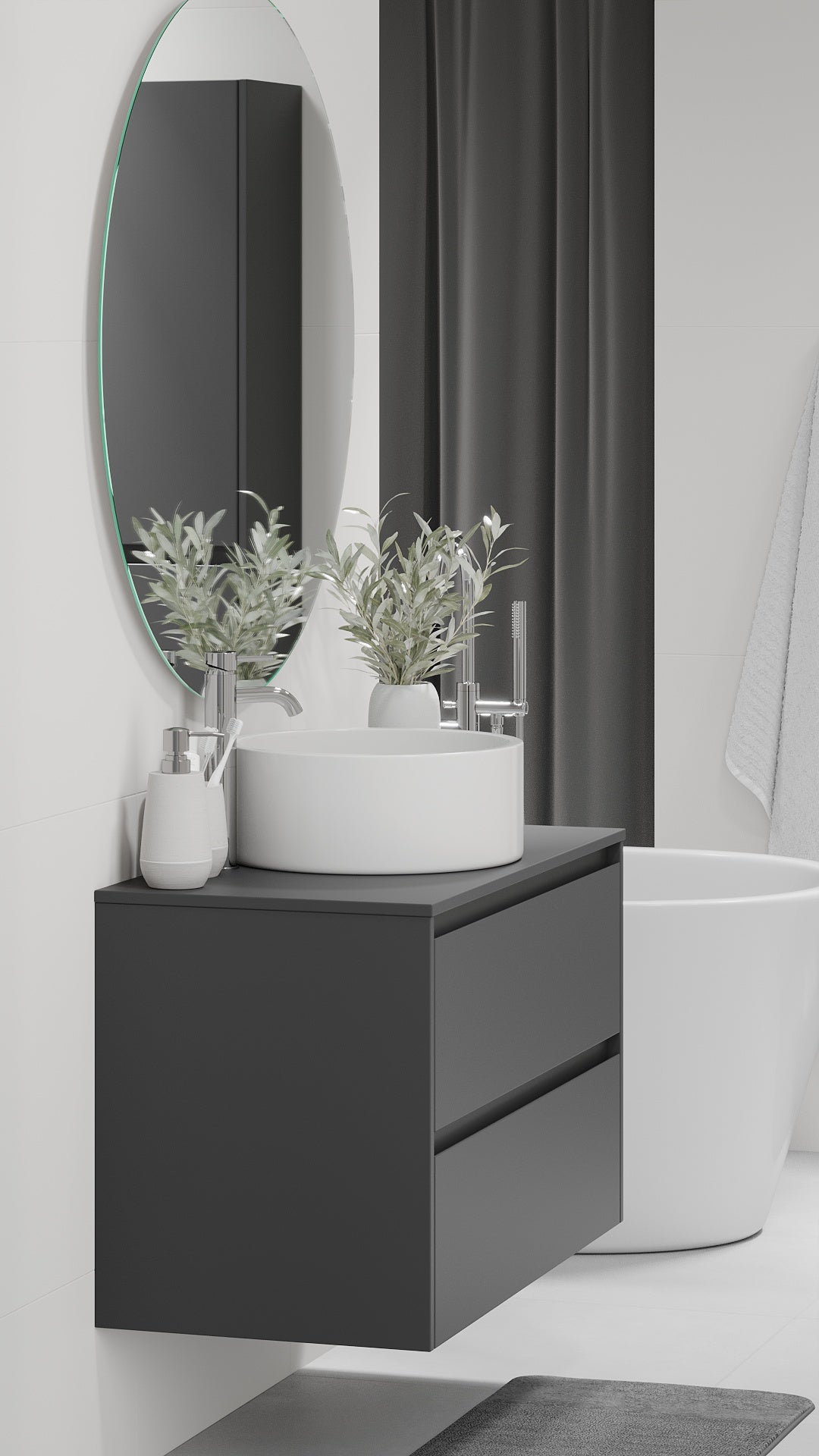 Lofoten Bathroom Furniture, grey matt