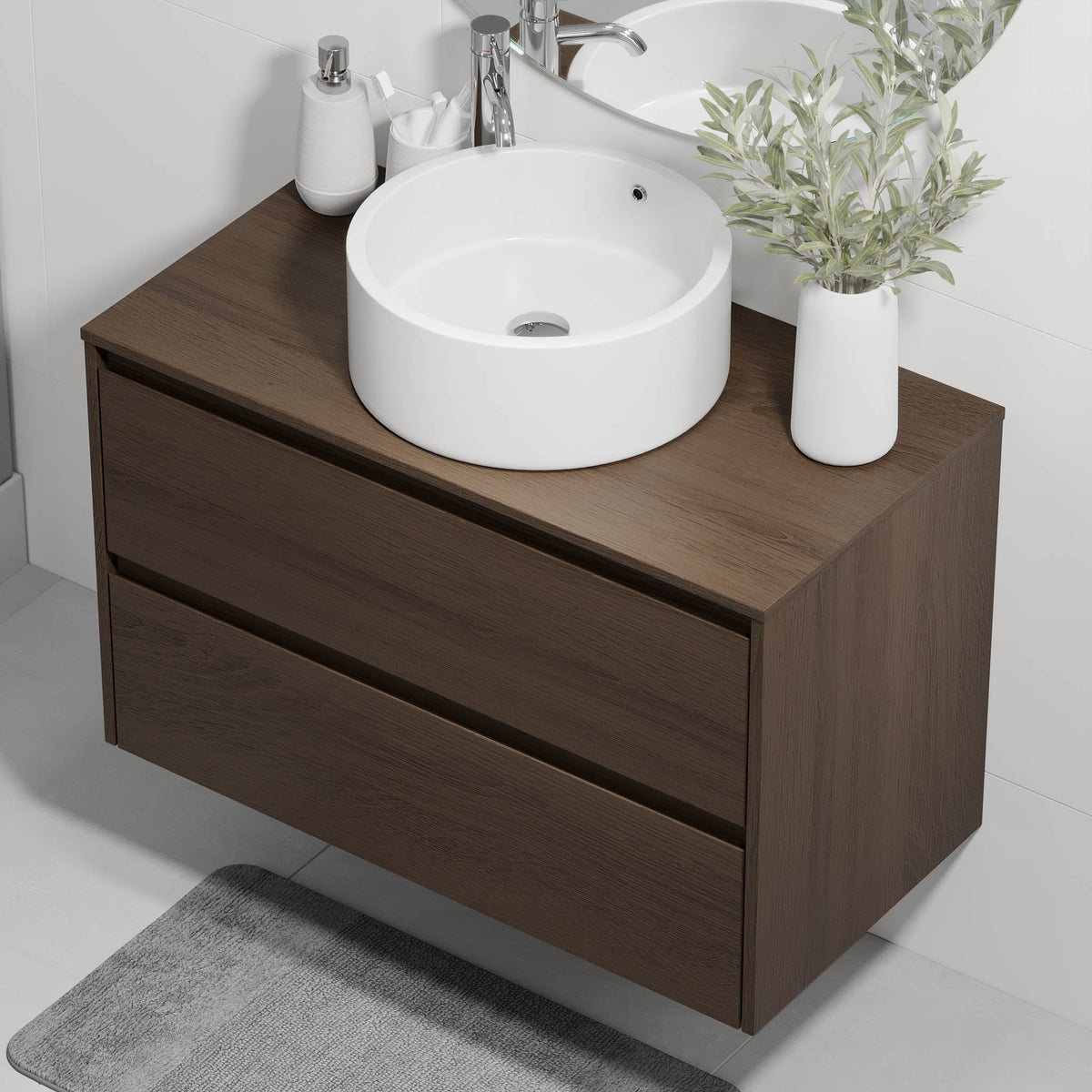 Lofoten Bathroom Furniture, walnut