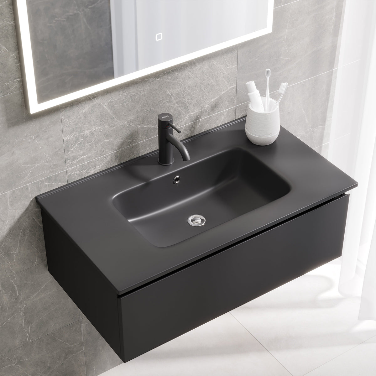 Selnes Compact Bathroom Furniture, matt black