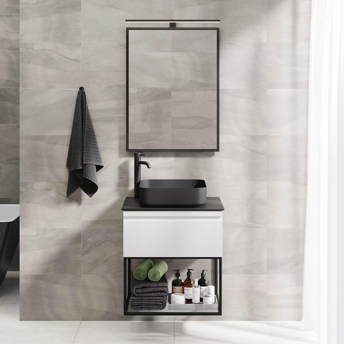 Kvalsund Compact Bathroom Furniture, matt white