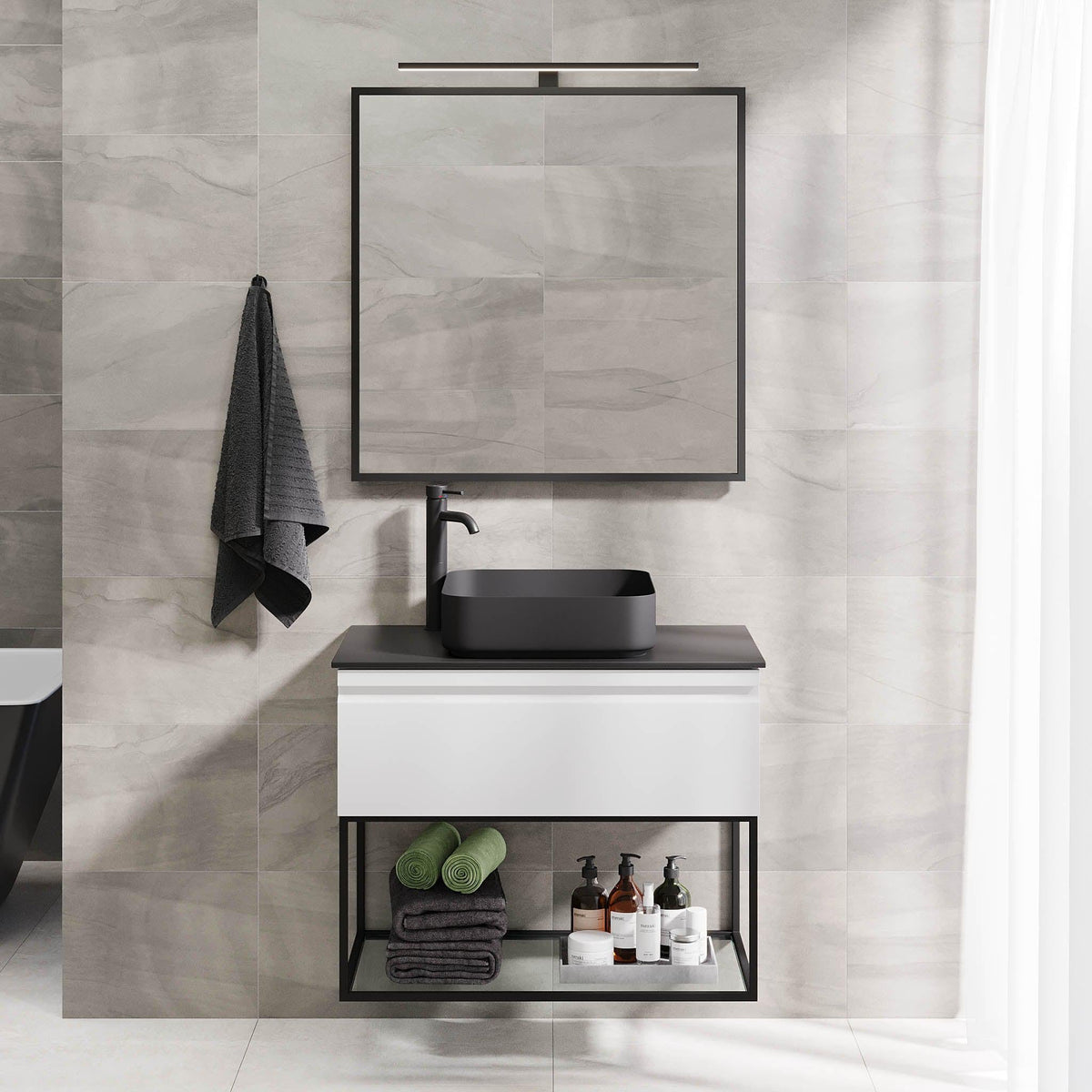 Kvalsund Compact Bathroom Furniture, matt white