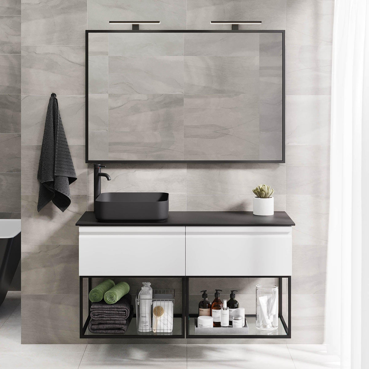 Kvalsund Compact Bathroom Furniture, matt white