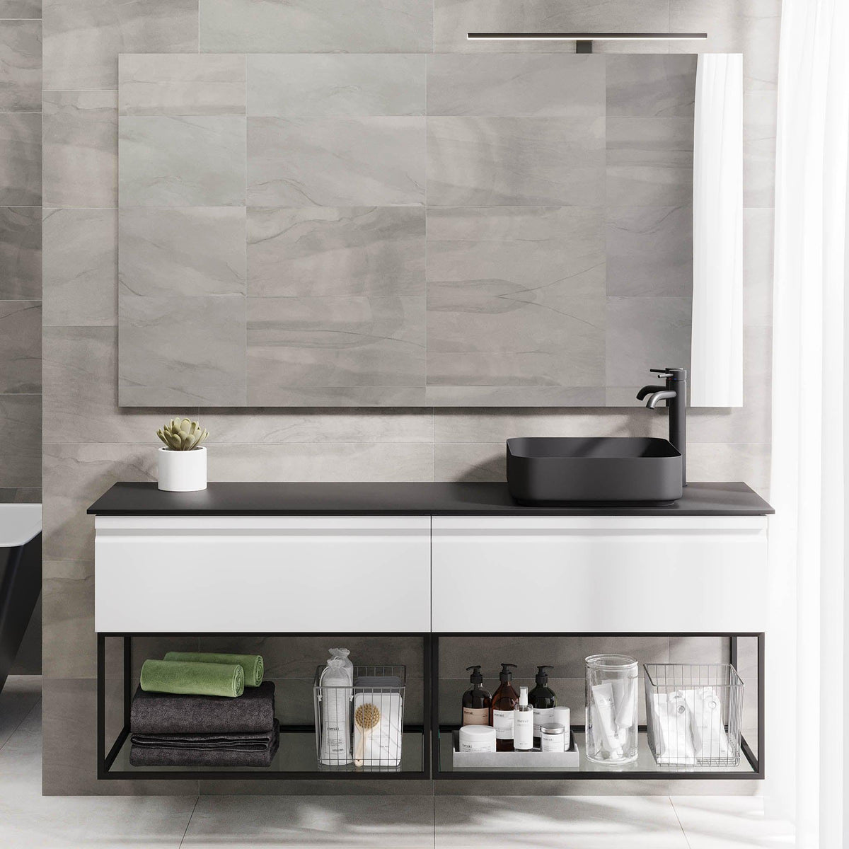 Kvalsund Compact Bathroom Furniture, matt white