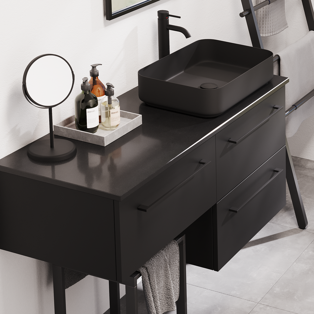 Vårhus Bathroom Furniture, matt black