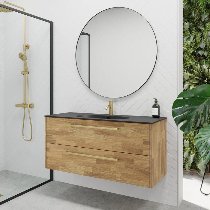 Dalum Solid oak Bathroom Furniture Set with black Risinge Wash Basin