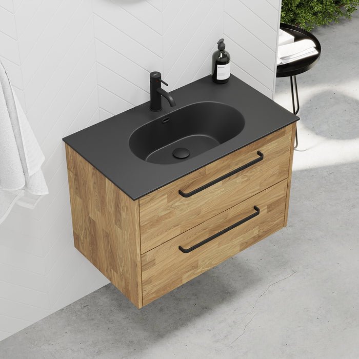 Dalum Solid oak Bathroom Furniture Set with black Risinge Wash Basin