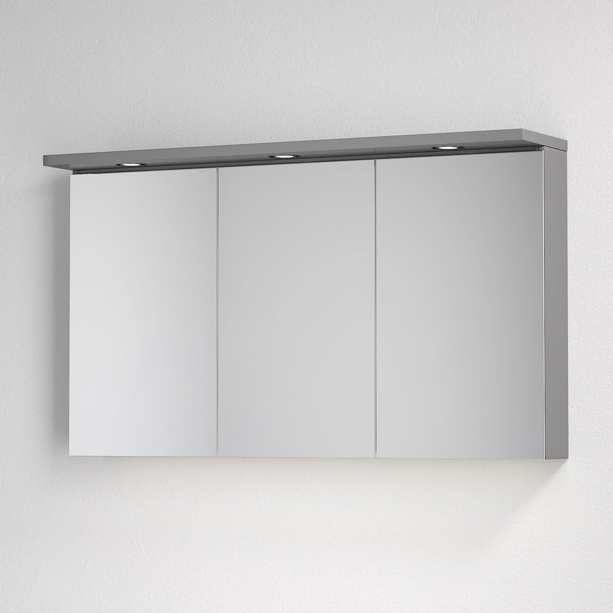 Fjäll LED-Spiegelschrank mit quadratischer Deckplatte, mattgrau