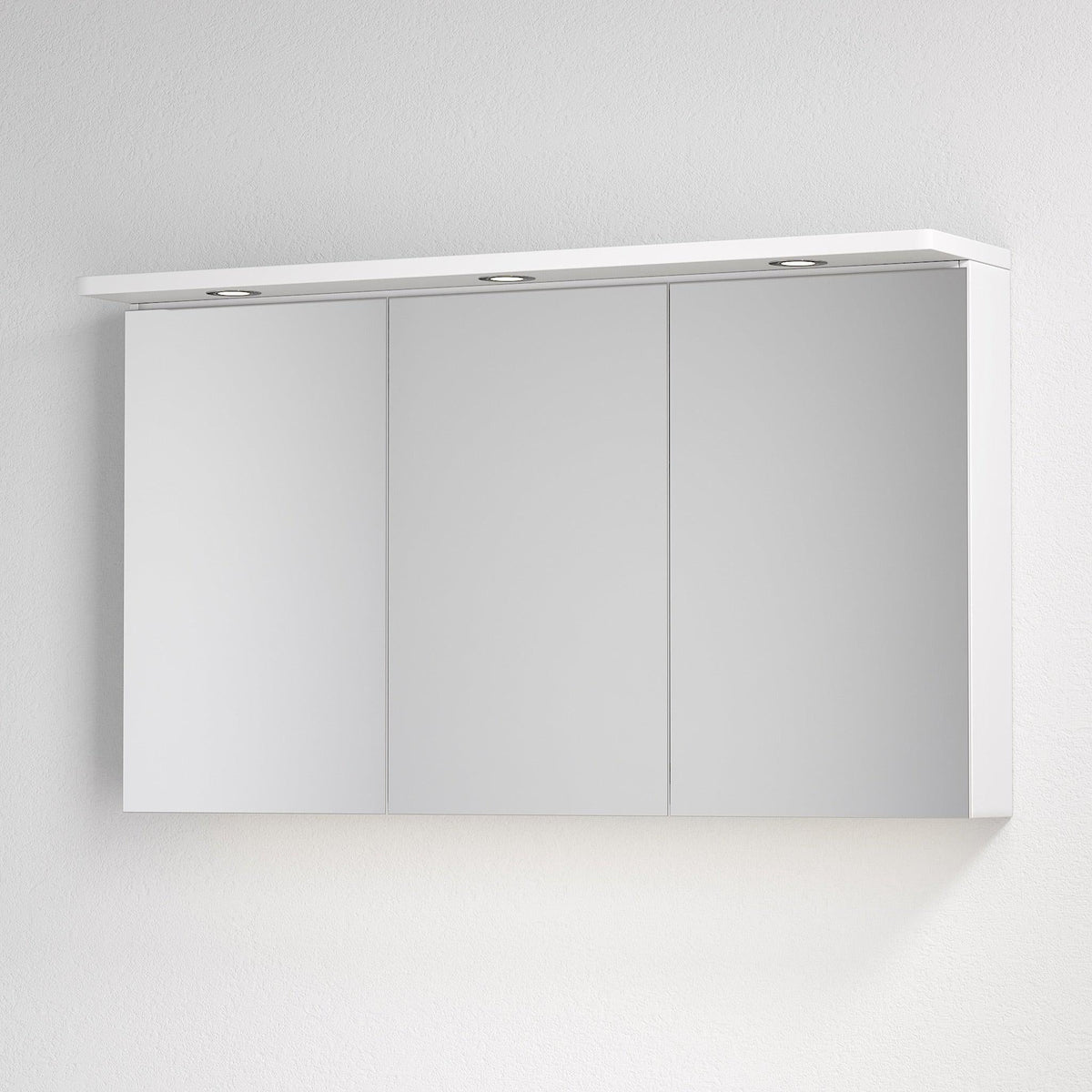 Fjäll LED-Spiegelschrank mit quadratischer Deckplatte, mattweiß