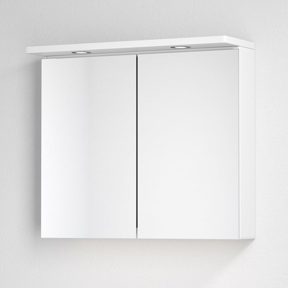 Fjäll LED Mirror Cabinet with Square Top Panel, matt white