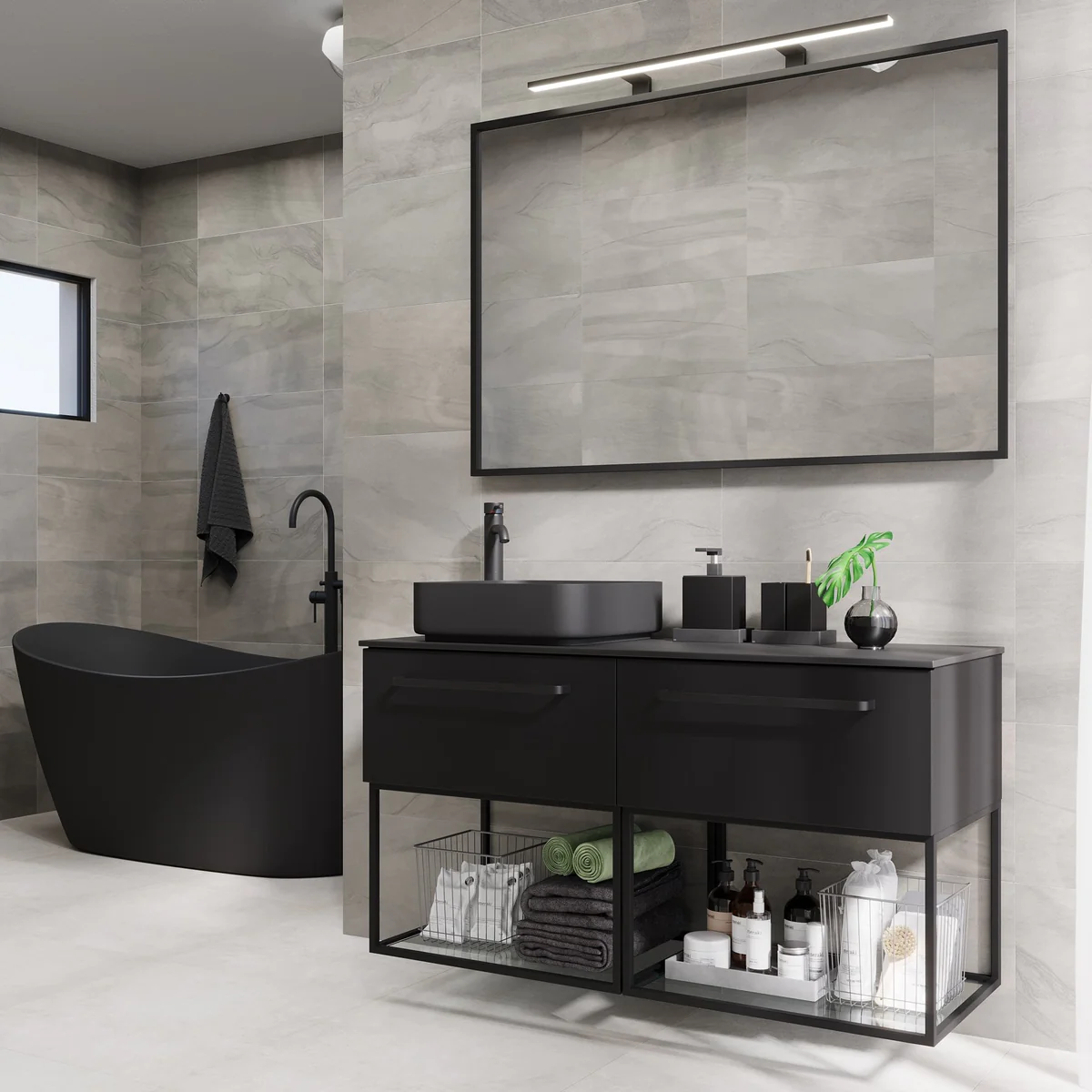 Vikeså Compact Bathroom Furniture, matt black