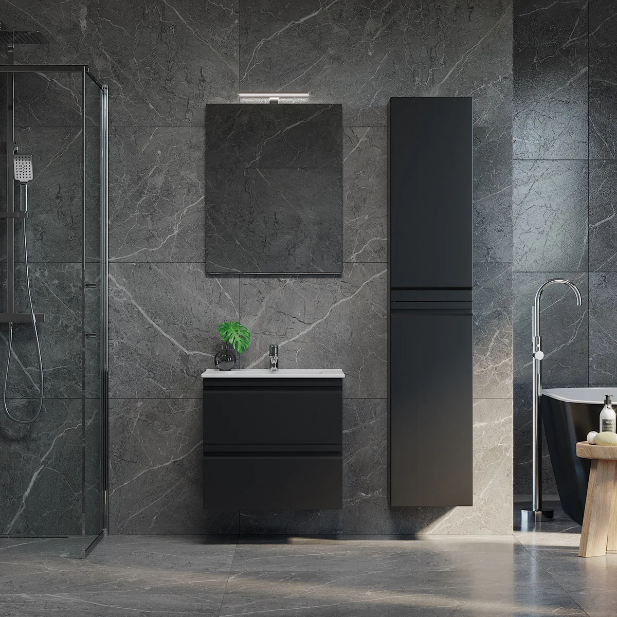 Klokkarvik Bathroom Furniture, matt black