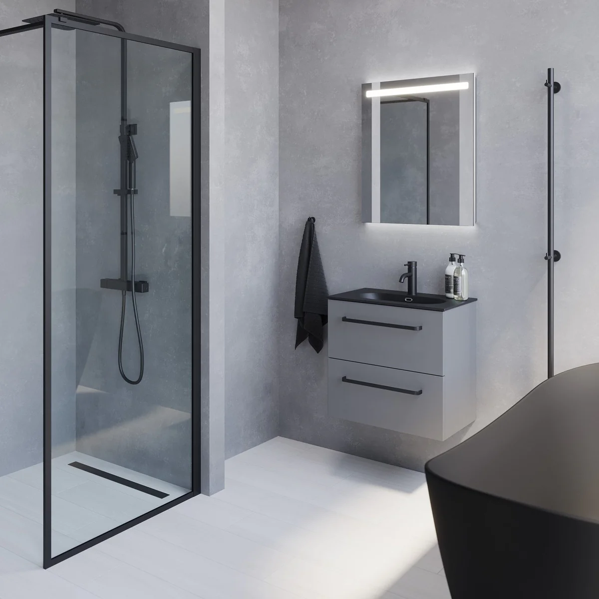 Veste Slimline Bathroom Furniture, matt grey