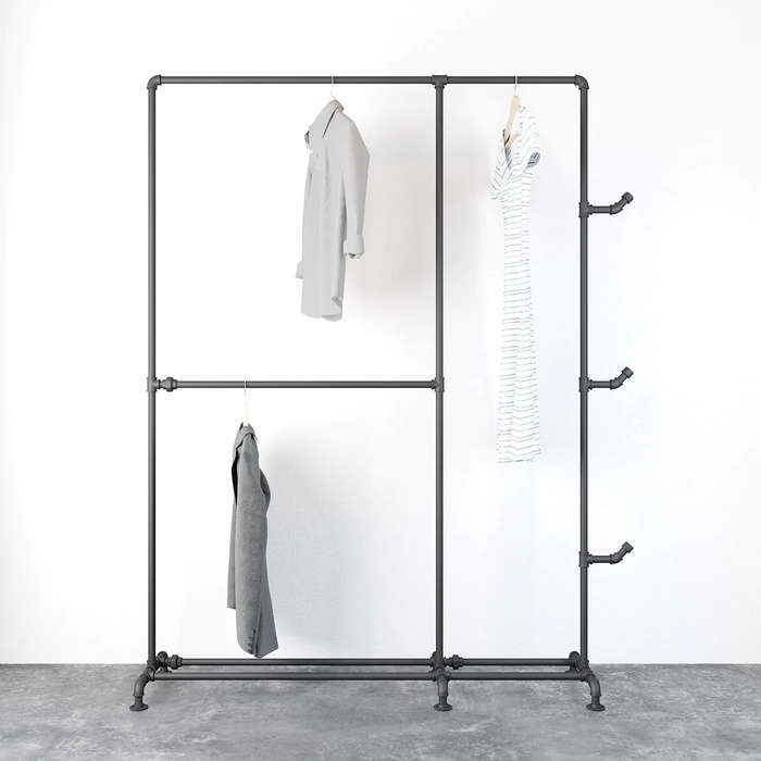 Wardrobe Stand, Industrial Water Pipes - Floor Model - matt black