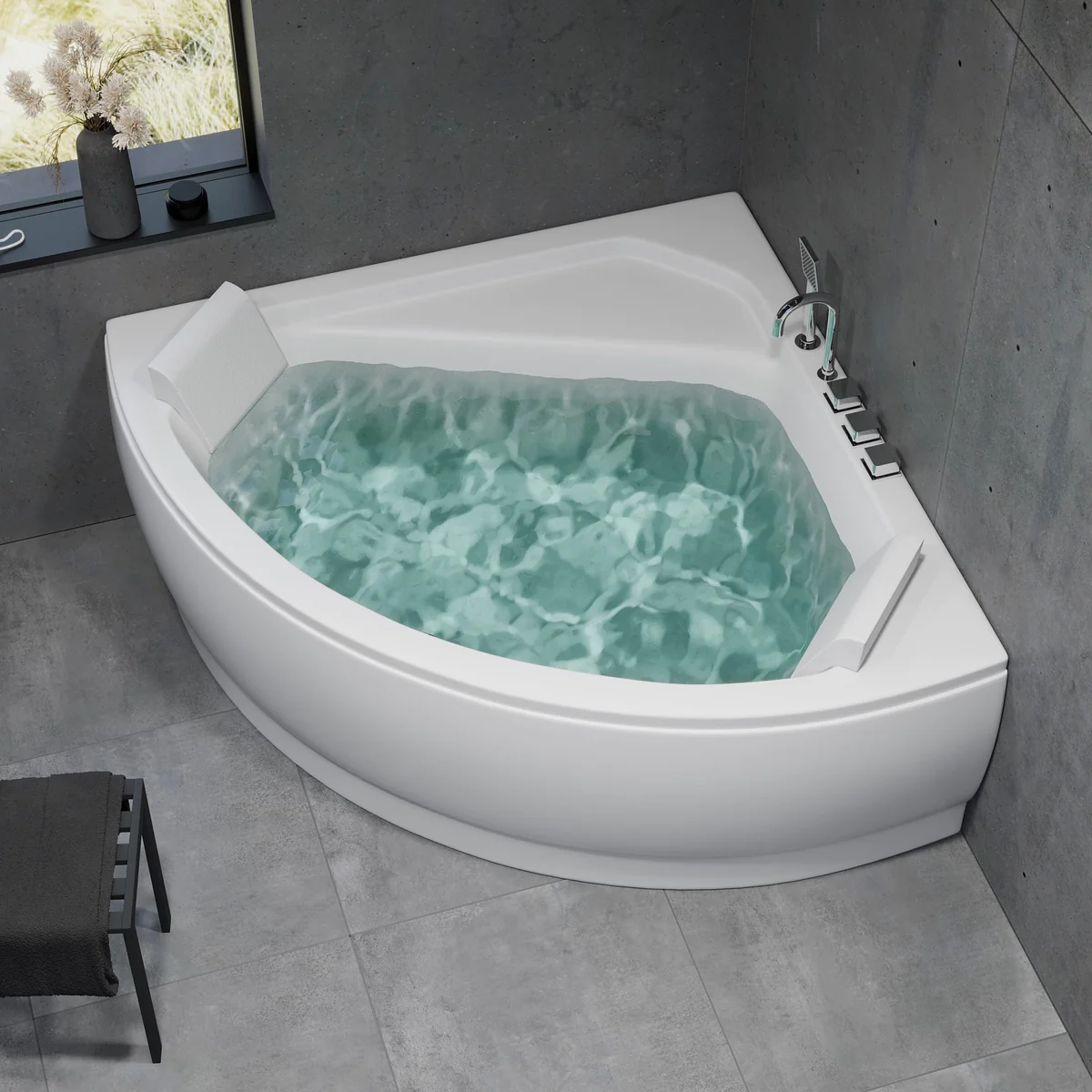 Ulstrup Bathtub with Front Panel, Mixer & Pillow