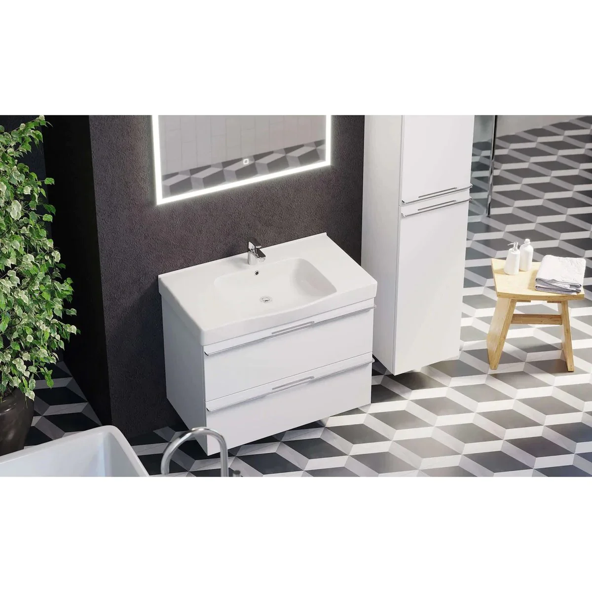 Veiholmen Bathroom Furniture, white gloss