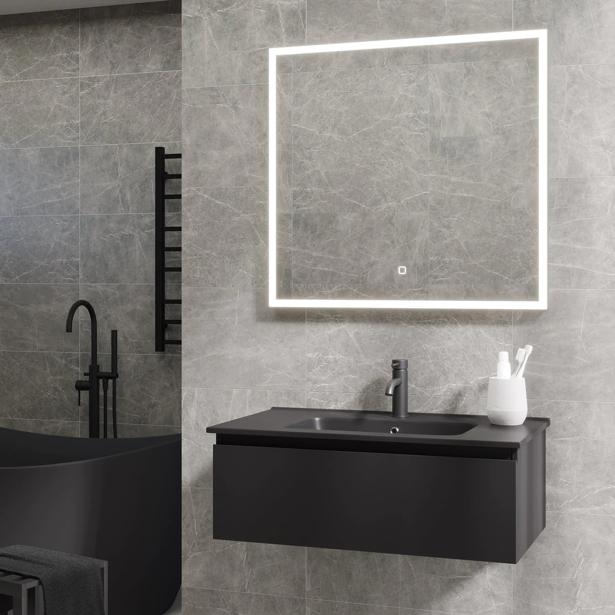 Selnes Compact Bathroom Furniture, matt black