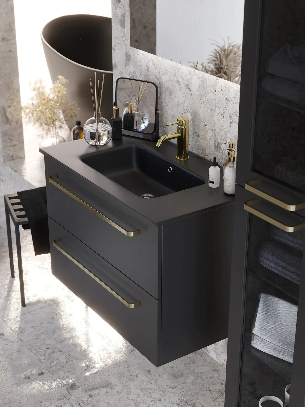 Vegsund Bathroom Furniture, matt black