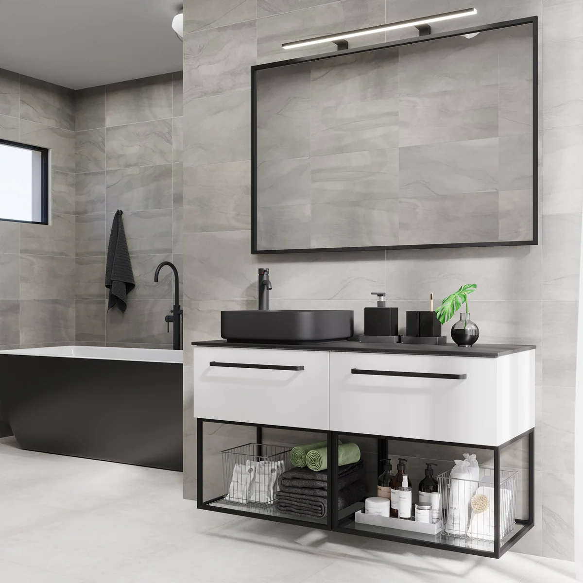 Vikeså Compact Bathroom Furniture, matt white