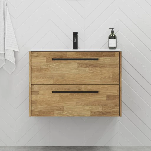 Dalsøyra Solid oak Bathroom Furniture Set with white Risinge Wash Basin