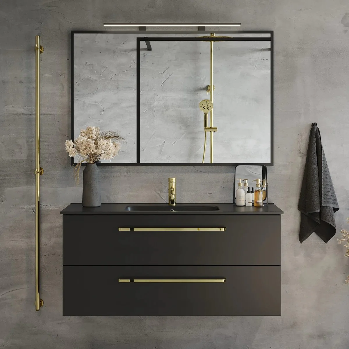 Vegsund Bathroom Furniture, matt black