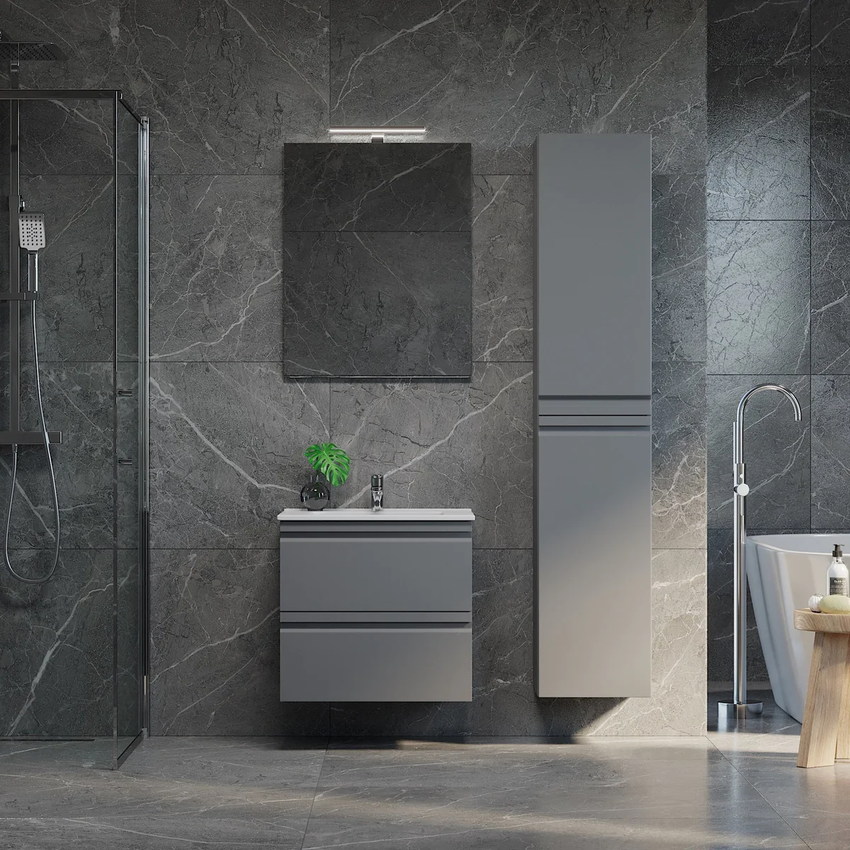 Klokkarvik Bathroom Furniture, matt grey